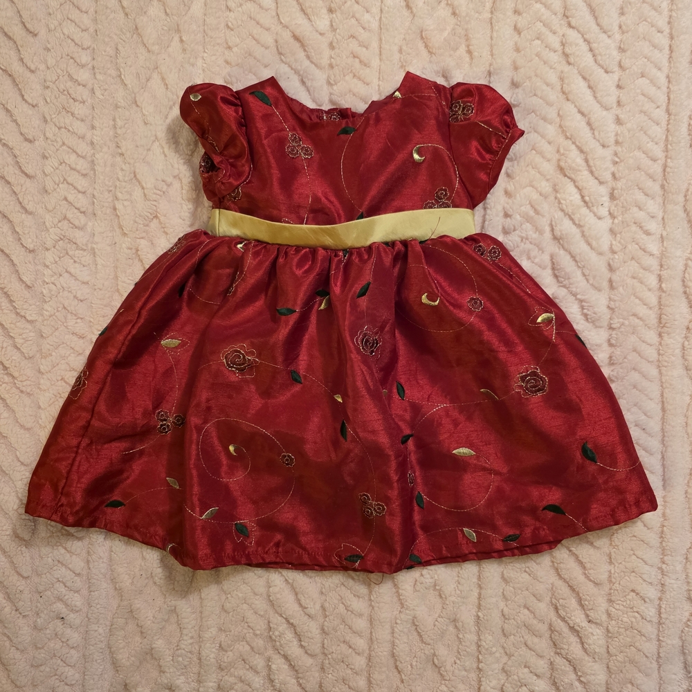 George Red and Gold Kids Holiday Dress